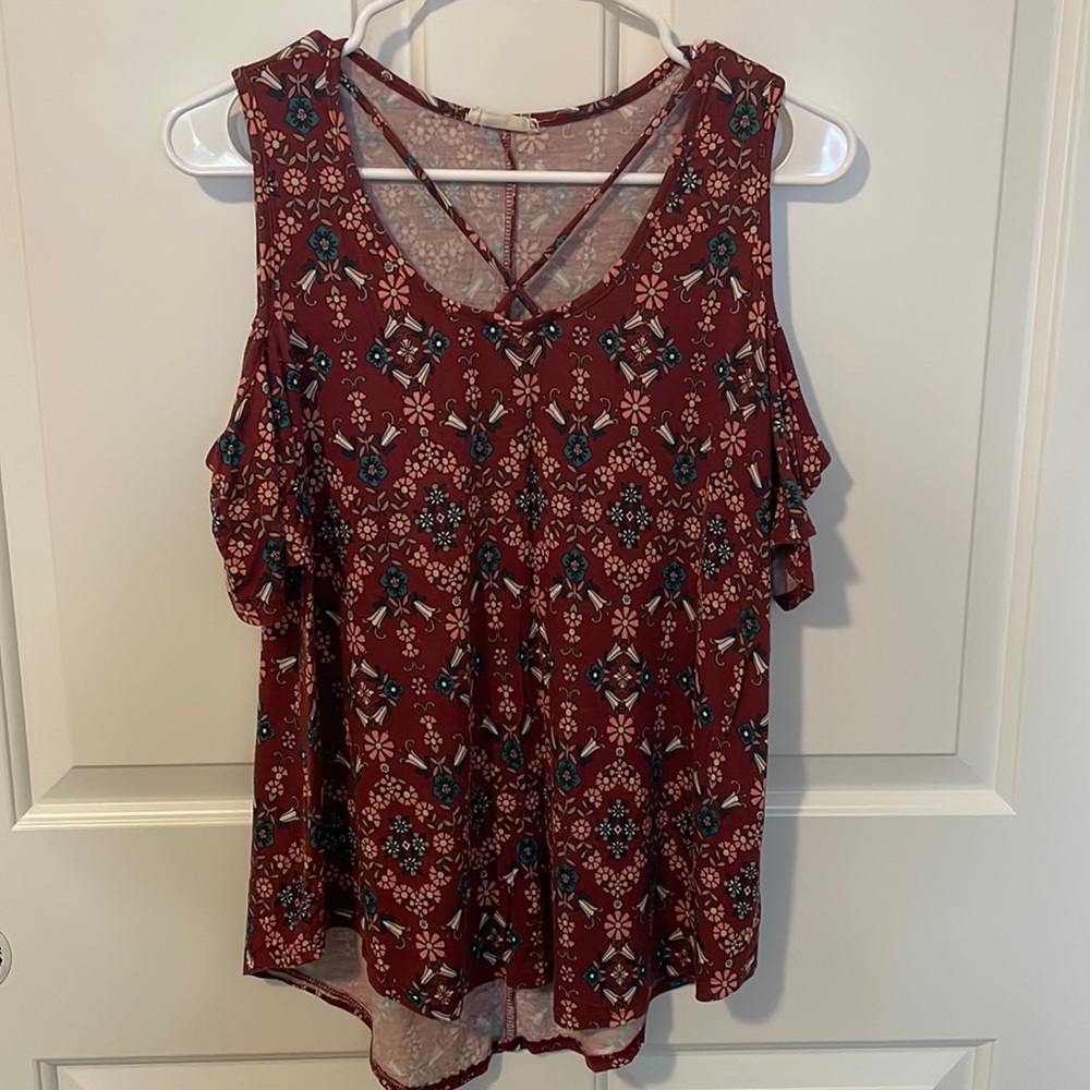 Burgundy Floral Blouse
